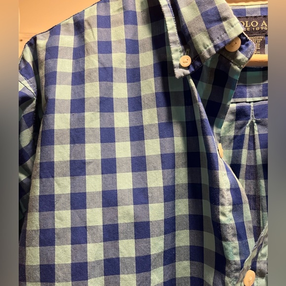 US POLO ASSN. blue check long sleeve button down shirt mens Large - Picture 4 of 11